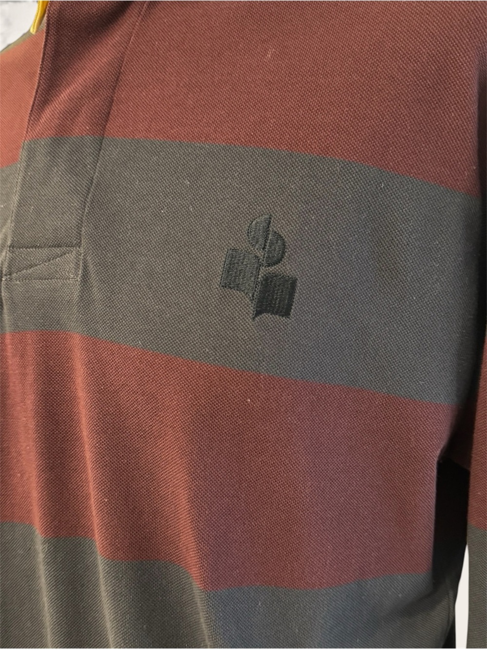 Men's Long Sleeve - Isabel Marant - Navy & Burgundy - Polo - Picture 5 of 9